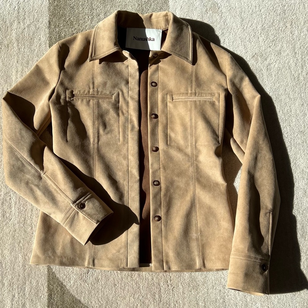 Nanushka Vegan Leather Suede Jacket Like New Beige Medium